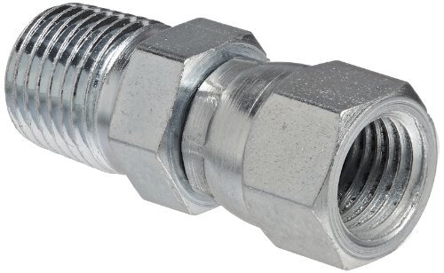 Eaton Weatherhead 9100X4X4 Carbon Steel SAE 37 Degree (JIC) Flare-Twin Fitting, Swivel, Adapter, 1/4" NPT Male x 1/4" JIC Female