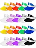 20 Pieces Sun Visor Hats Women Sports Beach Golf Hat PVC Visor Hats for Women Colored Visor Retro...