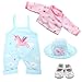 Festfun Vêtement de Poupée Poupon T-Shirt Salopette avec Les Chaussures pour Poupée Corolle Poupée Poupon de 36CM (Poupée Non Incluse)(Bleu)