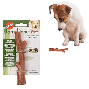 SPOT Bam-bones PLUS Branch -Bamboo Fiber & Nylon, Durable Long Lasting Dog Chew for Aggressive Chewers – Great Toy for Adult Dogs & Teething Puppies under 60lbs, Non-Splintering, 5.75in, Beef Flavor SPOT Bam bones PLUS Branch Bamboo Fiber Nylon Durable Long Lasting Dog Chew for Aggressive Chewers–Great Toy for Adult Dogs Teething Puppies under 60lbs Non Splintering 575in Beef Flavor