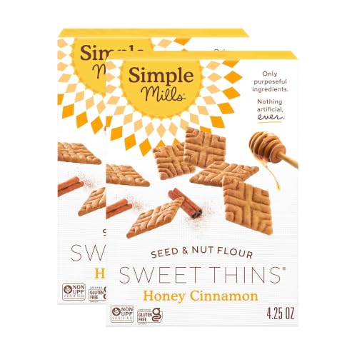 Simple Mills Honey Cinnamon Seed &amp; Nut Flour Sweet Thins,Paleo Friendly &amp; Delicious Sweet Thin Cookies,Good for Snacks,Nutrient Dense,4.25oz,(Pack of 2)