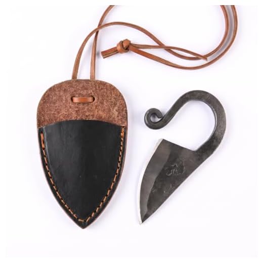 VikingsBrand - Hand Forged Viking Knife (Black Leather Sheath) | Unique Gifts for Men and History Lovers | Damascus Steel Celtic Neck Knife with Leather Necklace Cord | Viking Pocket Knives