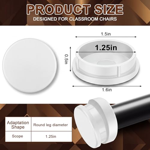 Image of Threehoney 48 Pcs Wrought Iron Patio Furniture Leg Cap 1-1 /4 Chair Feet Cap | White Heavy Duty Nylon Round Chair Leg Glides Floor Protectors for Outdoor Patio Garden Metal Furniture, Table Feet