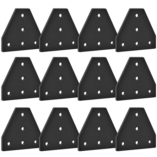 Image of 12pcs 3030 Extrusion T Plate Joining Corner Brackets Connector T Slot Hardware 3030 V Slot Aluminum Extrusion Accessories with T Nuts and Screws for Extruded Aluminum Black