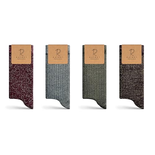 Image of RAFRAY Women's Glitter Socks Crew Length, Premium Shiny Sparkly Socks in Gift Box, 4 Pairs, Size US W: 5-9.5 EU: 36-40