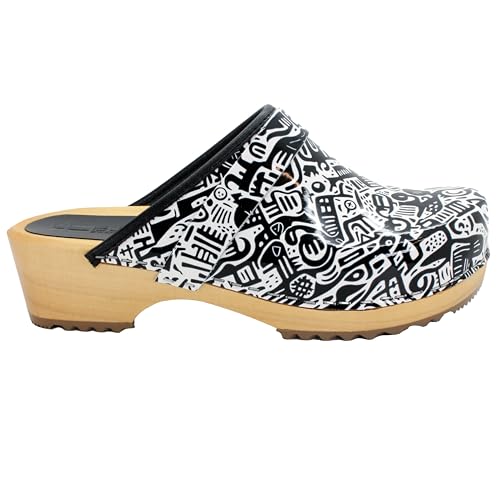 Image of Bjork Maja Wood Open Back Leather Clogs