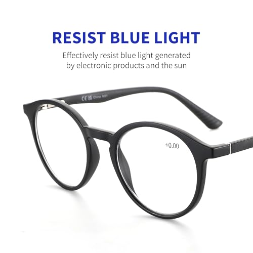 Image of BLUEMOKY Reading Glasses for Men and Women: Blue Light Round Classic Eyeglasses - Computer Readers Glasses