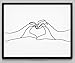 K&L DESIGN CO. Abstract Minimalist Heart Love Hands Line Wall Decor - 11x14 UNFRAMED Print - Modern, Minimalist Black And White Drawing - Love Wall Art