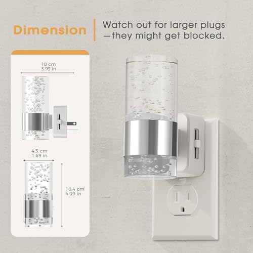 Image of Briignite Night Light, 2 Pack Dimmable Night Lights Plug into Wall