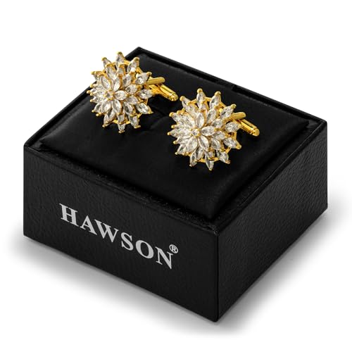 HAWSON Mancuernillas para Hombre con Cristal Color Oro miniatura 6