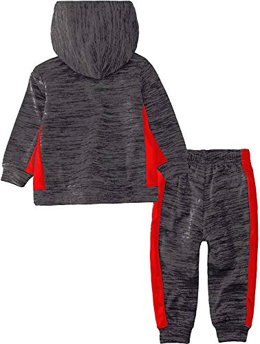 Nike Boy`s Therma Fleece Full Zip Hoodie & Jogger Pants 2 Piece Set (Red(86f417-k08)/Heather Black, 2T)2