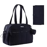 GOBABYMART Large Diaper Bag Tote with Changing Pad, Maternity Baby Travel Bag, Hospital Nappy Bags with Wet Pocket (Black)