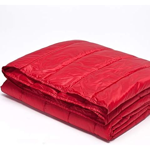 PUFF Down Alternative Indoor/Outdoor Water Resistant Blanket with Extra Strong Nylon Cover, Twin, Red Cover