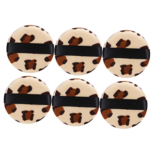 MERRYHAPY 6Pcs Leopard Print Powder Puff Makeup Applicator for Liquid Dry Products Fluffy Cushion for Loose Powder Foundation Versatile Beauty Tool