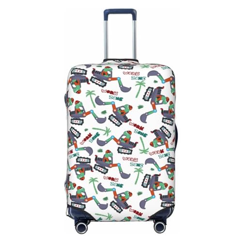 Dinosaur On Excavator2 Luggage Cover Protector Anti-Scratch Washable Fits 18-32 Inch Luggage-Small