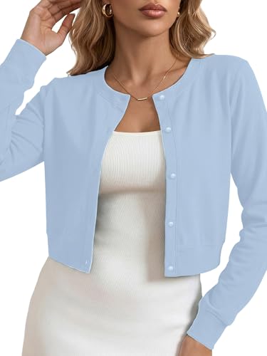 Image of Heymoments Women's Thin Shrugs Long Sleeve Lightweight Cropped Tops Open Front Cardigan for Dress S-2XL