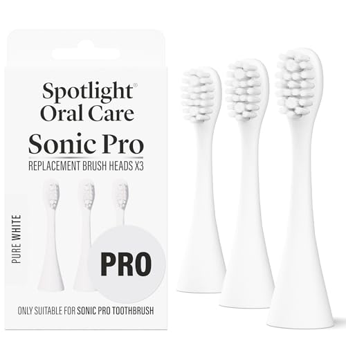 Spotlight Oral Care Sonic Pro Toothbrush Replacement Heads - 3 Pack | Made by Dentists | Clinically Designed for Deep Cleaning & Healthy Gums | Antimicrobial Bristles | Fits Sonic Pro Toothbrush Only
