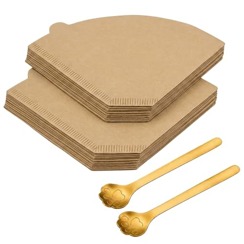 #4 Cone Coffee Filters 100 Count Unbleached 8-12 Cup with 2 Cat Paw Spoons
