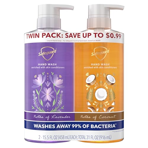 Safeguard Liquid Hand Soap Micellar Deep Cleansing Made with Natural Moisturizers Enriched with Skin Conditioners Coconut & Lavender Scent Twin Pack 15.5 oz (Pack of 2)