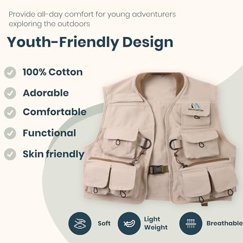 M MAXIMUMCATCH Maxcatch Kids Fly Fishing Vest Youth Vest Pack, 100% Cotton4