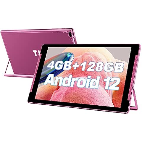 TJD Android 12 Tablet 10.1 Inch Tablets with Stand, 8GB RAM 128GB ROM 512GB Expandable, 6000mAh Fast Charge, 8MP Dual Camera, 2.4G/5G WiFi6, IPS HD Touch Screen (Rose) Cover