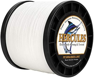 HERCULES Super Strong 1000M 1094 Yards Braided Fishing Line 20 LB Test for Saltwater Freshwater PE Braid Fish Lines 4 Strands - White, 20LB (9.1KG), 0.20MM