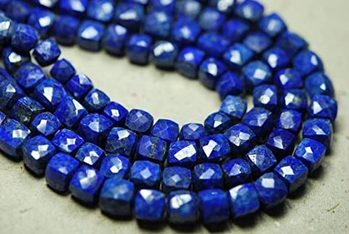 Lapis-lazuli bleu en fil de cubes facettés 7-8mm pour fabriquer un collier unique