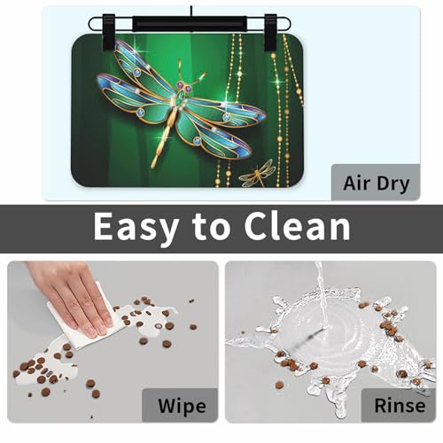 Tapis d'alimentation libellule en cuir PU pour chien et chat