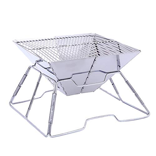 Xa Barbecue stove bonfire stand one with a compact storage case multi-role foldable portable convenient stainless steel 32x32x22cm 2-4 people for burn prevention design