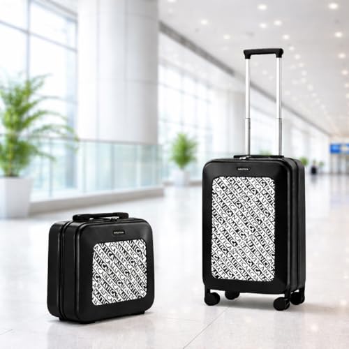 Image of Nautica Unisex 31L Cabin Trolley and Vanity Case Luggage Set | Robust ABS & Logo Print PU Hardshell Travel Combo | Smooth 8-Spinner Wheels | Lightweight Luggage for Weekend Trips and Vacations | Black