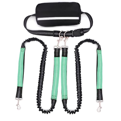 ウエストバッグ収納と伸縮式リーシュを備えたハンズフリーペットリーシュセット。中型犬と大型犬の散歩やランニングに最適です。 (A)