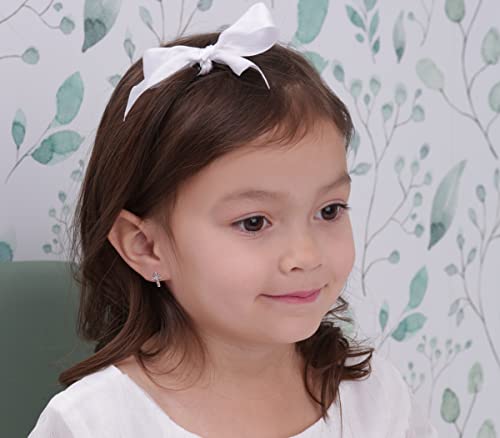 Cherished Moments Sterling Silver First Communion, Baptism or Christening Cross Earrings with Diamond Accent (Screw Backs)2