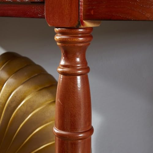 Mesa consola de madera maciza para entrada con cajones y estante semicircular para pasillo 8