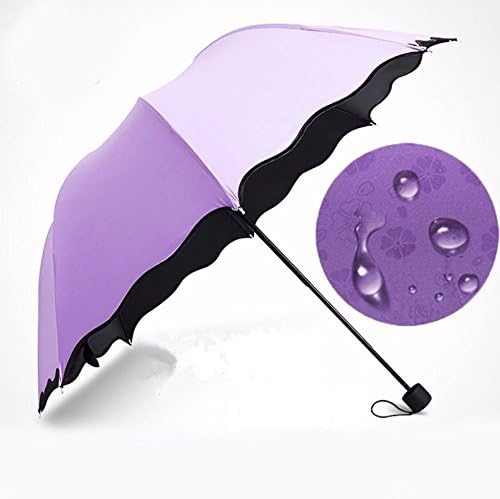 VOFO Rain Sun Compact Folding Travel Umbrella Windproof, Rainproof & UV Protection Telescopic Lightweight Compact Ladies Candy Color Travel Folding Umbrella (purple)