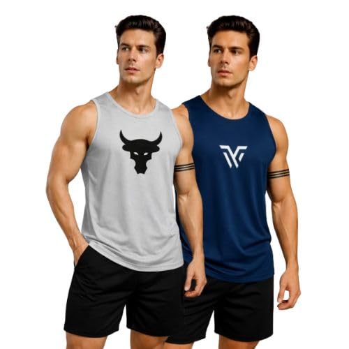 Pack of Two Sando for Gym Wear | Vest for boy and men | Pack of 2 Sando Yellow and Grey Color Printed Design for gym Wear Regular fir for morning walk gym wear-image-40