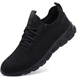 Damyuan Mens Running Walking Tennis Trainers Casual Gym Athletic Fitness Sport Shoes Fashion Sneakers Ligthweight Comfortable Working Outdoor Flat Shoes for Jogging Black Size 9 UK