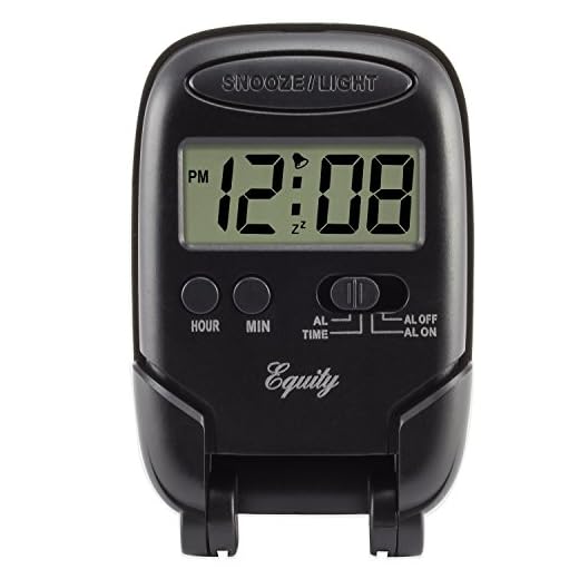 Equity 31302 LCD Fold-Up Travel Alarm Clock with Blue Backlight, 3.85"L x 2.50"W x 4.00"H, Black