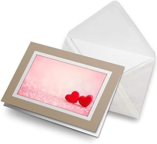 Greeting Cards Biege (Insert) - Cute Pink Love Hearts Valentines Wife Blank Greetings Card Birthday Kids Party Boys Girls #8689