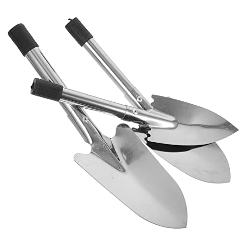 VINTORKY Ergonomic Handle Garden Shovel Set 3pc Push Pull Hoe Spade Trowel Outdoor Cleaning Tool for Home Planting