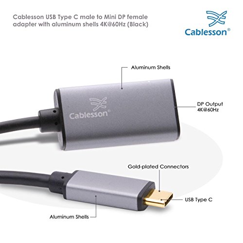 Adaptador USB Tipo C a Mini DisplayPort hembra cable Thunderbolt 3 compatible MacBook 4K 60Hz 4