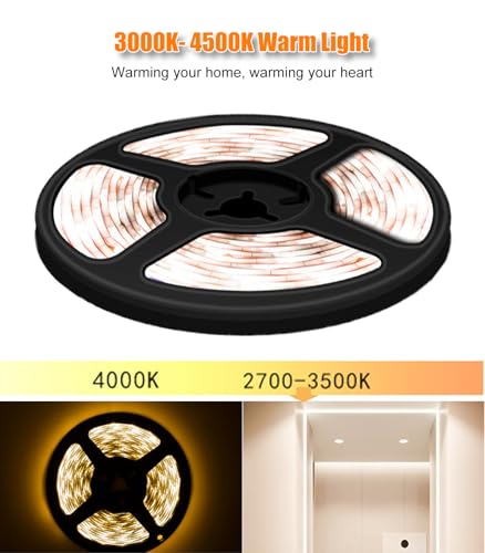 Image of COB LED Strip Light 5V USB Motion Sensor Strips, 3.28ft /1m 640LEDs 1200lm Dimmable LED Strip Light, Flexible Under Cabinet Tape Light for Bedroom, Home Lighting DIY Decor, 6000K Cold White