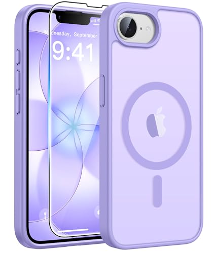 Image of FNTCASE for iPhone 17e Case: iPhone 16e Phone Case [Compatible with Magsafe] Translucent Matte Cases with [Screen Protector] Military Grade Shockproof Protective Phone Cover - Light Purple