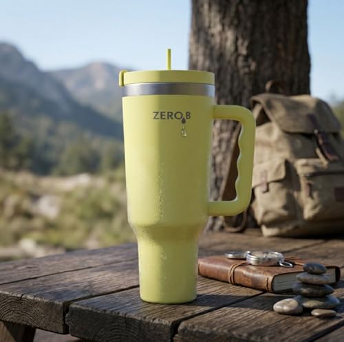 Image of ZeroB H2OHH Tumbler with Purifier | 1 Litre SS304 Tumbler | Removes 99.9% Bacteria & Viruses | Eco-Friendly | Travel, Gym, Office, College | 2 Extra Filter Pads, 2 Straws Included. (YELLOW)