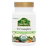 NaturesPlus Source of Life Garden Vegan Organic B Complex Supplement - Folate, Biotin, Methylcobalamin – Natural Plant-Based Vitamins - Energy, Immune, Skin, Metabolism – Gluten Free, 60 Capsules