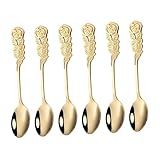 PAMINGONO 6pièces Coffret De Cuillères à Café Acier Inoxydable Cuillères à Dessert Élégantes Avec Poignée Ergonomique Pour Café Thé Et Cocktails Design Créatif or Rose