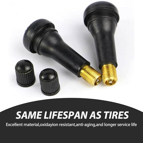 Image of ijuicy 5 PCS Car TR412 Tire Valve Stems, Pure Copper Bbody Anti-Rust Tubeless Valve Stems, Rubber Snap-in Tire Valve, Universal for Tubeless 0.45 Inches Rim Holes on Standard Vehicle Tires (Black)