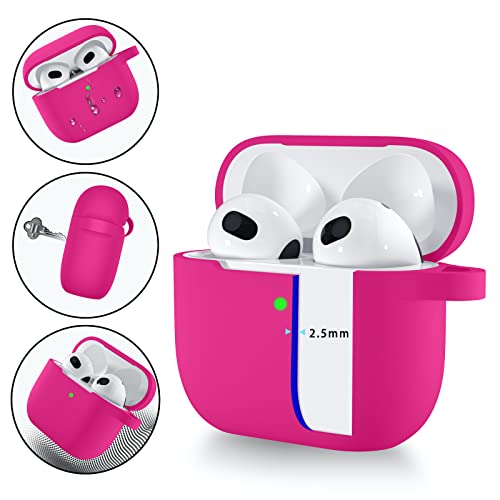Bospa Airpods 3 Case, Liquid Silicone Skin Cover Compatible With Apple Airpod 3Rd Generation 2021 With Keychain For Women Men [Front Led Visible] (Rose Red) #TOP3