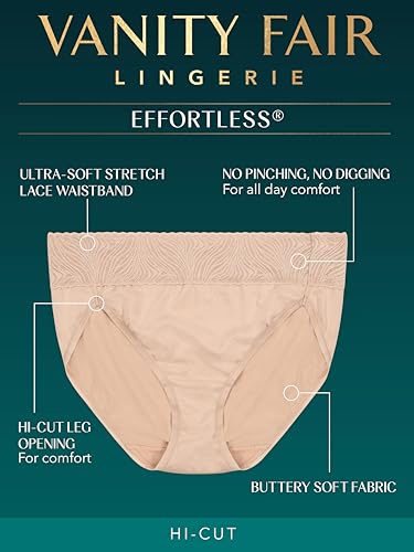 Image of Vanity Fair Women's Effortless Panties for Everyday Wear, Buttery Soft Fabric & Lace