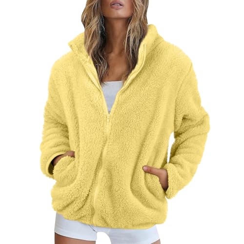 COTECRAM Womens Fuzzy Fleece Jacket 2024 Fall Winter Casual Long Sleeve Full Zip Sherpa Soft Warm Sweatshirt Coats Outwear
