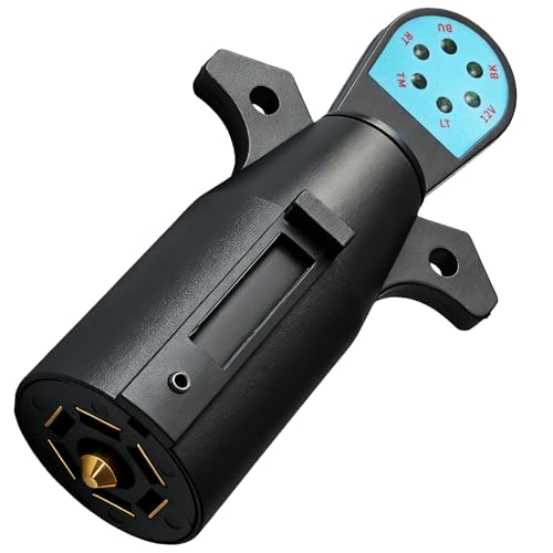 CXTM Trailer Light Tester 7 Pin Trailer Plug Tester, 7 Way Wiring Tester with LED Lights RV Connector Socket Circuit Tester